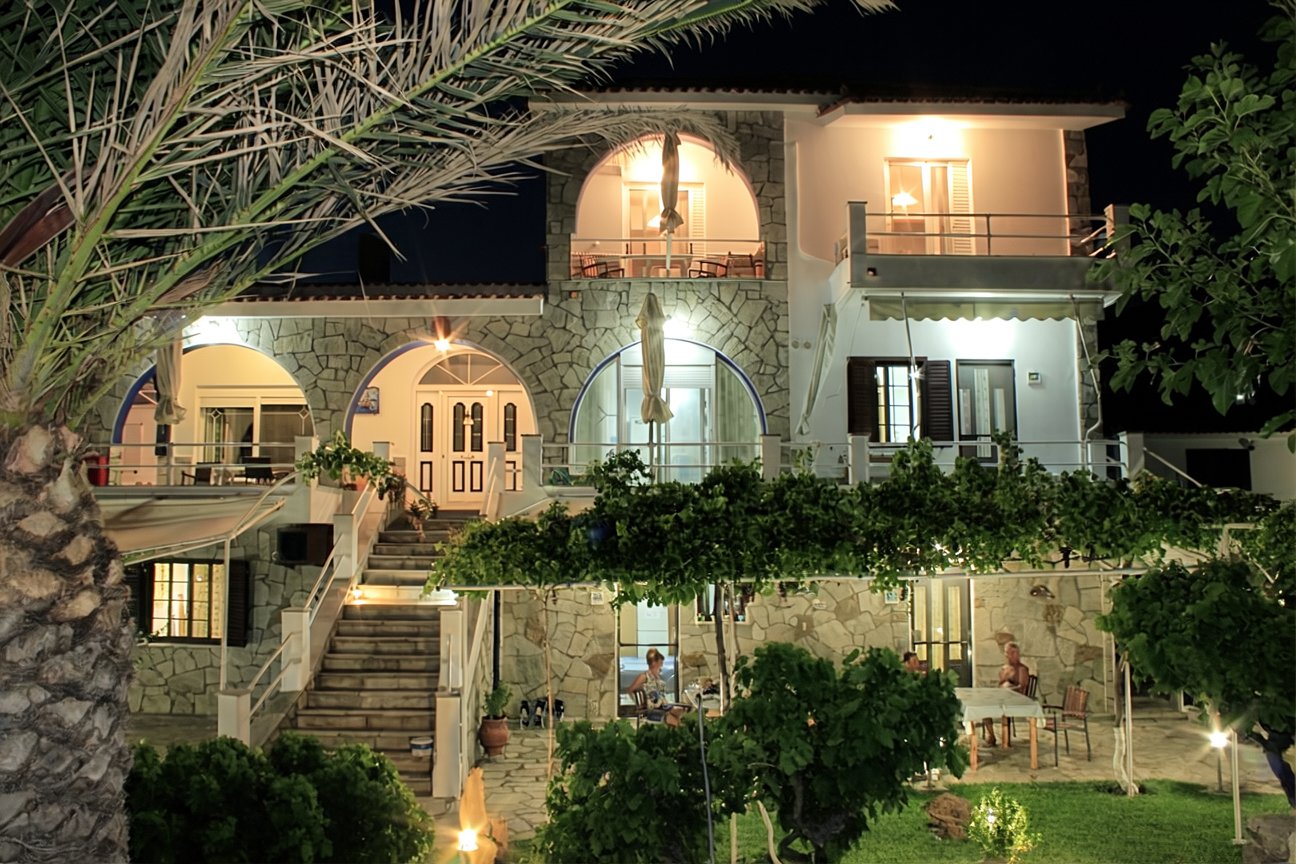 Front of property at night